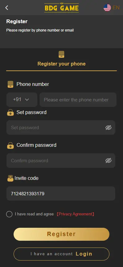 BDG Game Register
